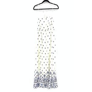 Divided H & M Maxi Dress Womens Size 14 Cream Blue Floral Print Racerback